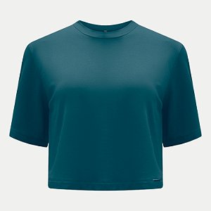 BLUSA LUNENDER MANGA CURTA MALHA PETROLEO FEMININO ADULTO