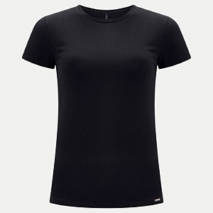 BLUSA LUNENDER MANGA CURTA TSHIRT ALGODÃO PRETO FEMININO ADULTO