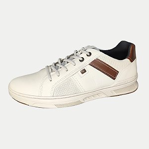 TÊNIS PEGADA CASUAL OFFWHITE COM CADARÇO DE COURO MASCULINO ADULTO