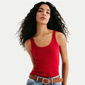 BLUSA HERING REGATA DE MALHA CANELADA VERMELHA FEMININA ADULTO