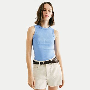 BLUSA HERING REGATA DE MALHA CANELADA AZUL FEMININA ADULTO