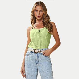 BLUSA DOCE TRAMA REGATA DE VISCOSE VERDE FEMININA ADULTO