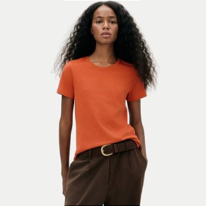 BLUSA HERING MANGA CURTA TSHIRT LARANHA ALGODÃO LISA FEMININA ADULTO