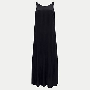 VESTIDO LUNENDER REGATA DE VISCOSE LISO PRETO FEMININO ADULTO