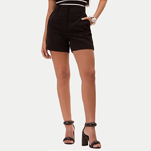 SHORT LUNENDER POLIESTER DE ALFAIATARIA PRETO FEMININO ADULTO