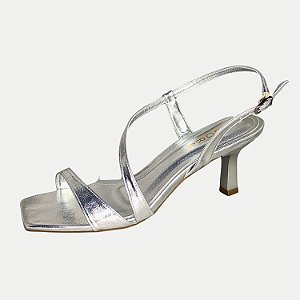 SANDALIA ADORA SALTO ALTO PRATA FESTA FEMININA ADULTO