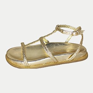 SANDALIA ADORA PAPETE OURO FEMININA ADULTO