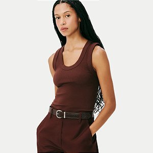 BLUSA HERING REGATA  MALHA CANELADA MARROM  FEMININA ADULTO