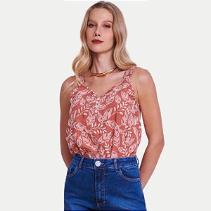 BLUSA ILICITO REGATA DE ALGODÃO TELHA FEMININA ADULTO