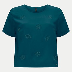 BLUSA LUNENDER MANGA CURTA DE VISCOSE VERDE FEMININA ADULTO