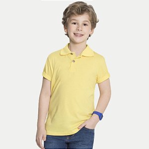 POLO ALAKAZOO MANGA CURTA COMFORT ALGODÃO LISA AMARELO MASCULINO ADULTO