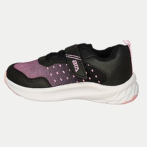 TÊNIS BATATINHA RUNNING COM CADARÇO PRETO E ROSA FEMININO INFANTIL