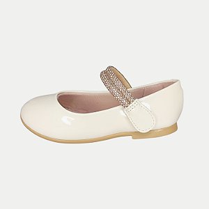SAPATILHA MINI SUA CIA BICO REDONDO VERNIZ OFFWHITE FEMININA INFANTIL
