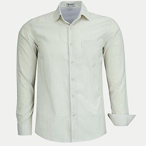 CAMISA AMIL MANGA LONGA COMFORT LINHO LISA  COM BOLSO MASCULINA ADULTO