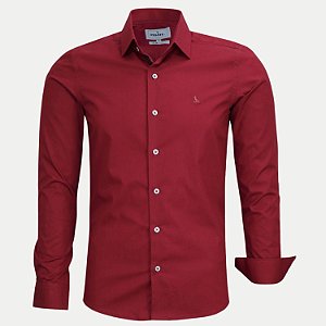 CAMISA AMIL MANGA LONGA SLIM ALGODÃO LISA VINHO MASCULINO ADULTO