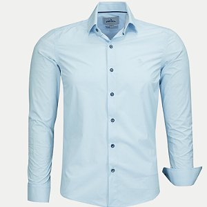 CAMISA AMIL MANGA LONGA SLIM POLIAMIDA E ELASTANO AZUL MASCULINO ADULTO