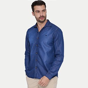 CAMISA AMIL MANGA LONGA COMFORT JEANS MÉDIO MASCULINO ADULTO
