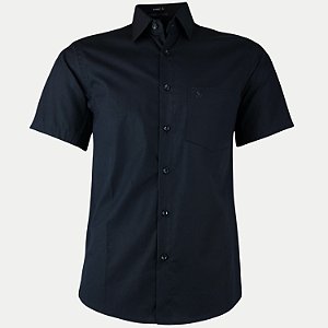 CAMISA AMIL MANGA CURTA COMFORT ALGODÃO LISA PRETO MASCULINO ADULTO