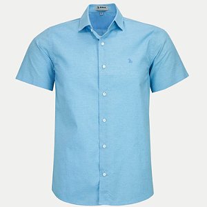 CAMISA AMIL MANGA CURTA COMFORT ALGODÃO SEM BOLSO AZUL MASCULINO ADULTO