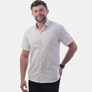 CAMISA AMIL MAANGA CURTA COMFORT ALGODÃO SEM BOLSO OFFWHITE MASCULINO
