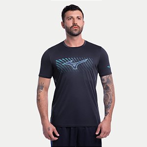 CAMISETA MIZUNO MANGA CURTA FITNESS POLIESTER AZUL MARINHO MASCULINA ADULTO