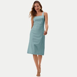 VESTIDO LUNENDER REGATA DE LINHO AZUL FEMININO ADULTO