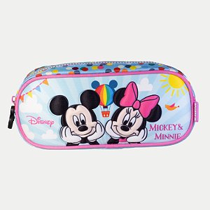 ESTOJO XERYUS MINNIE E MICKEY  2 ZÍPER ROSA FEMININO  29846-P