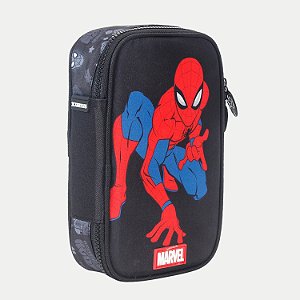 ESTOJO XERYUS SPIDERMAN 1 ZÍPER BOX PRETO MASCULINO 29873-P