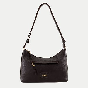 BOLSA CLASSE TRANSVERSAL DE COURO MARROM ESCUTO FEMININA ADULTO