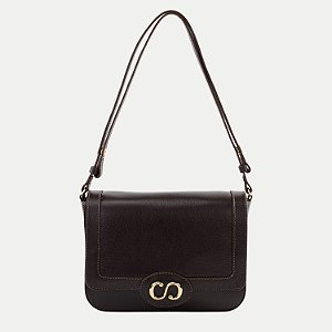 BOLSA CLASSE TRANSVERSAL DE COURO MARROM ESCURO FEMININA ADULTO