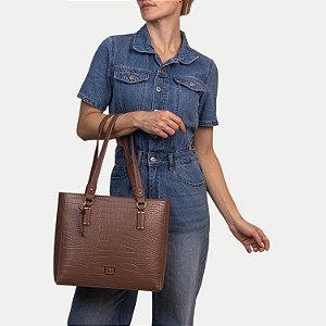 BOLSA RAFITTHY OMBRO SINTÉTICO NUDE CROCO FEMININA ADULTO