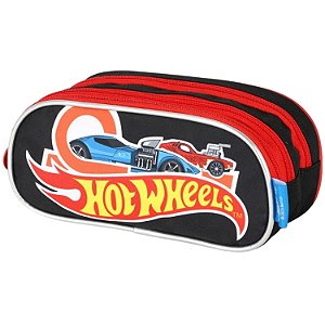 ESTOJO MAXLOG LUXCEL HOT WHEELS COM  2 ZIPER VERMELHO COM PRETO MASCULINO  30465-P