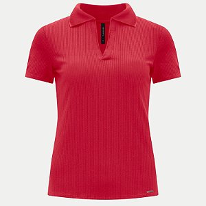 BLUSA LUNENDER MANGA CURTA  MALHA CANELADA VERMELHO FEMININA ADULTO