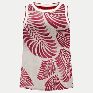 BLUSA LUNENDER REGATA MISTA ESTAMPADA VERMELHA FEMININA ADULTO
