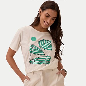 BLUSA LUNENDER MANHA CURTA TSHIRT ALGODÃO SILKADA OFFWHITE FEMININA ADULTO