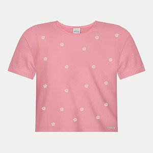 BLUSA ALAKAZOO MANGA CURTA THSIRT DE MALHA ROSA FEMININA INFANTIL
