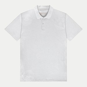POLO FICO MANGA CURTA COMFORT DE MALHA CANELADA  BRANCO MASCULINO ADULTO
