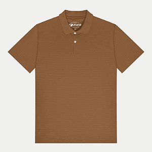 POLO FICO MANGA CURTA COMFORT MALHA CANELADA MARROM MASCULINO ADULTO