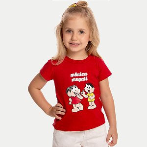 BLUSA BY GUS MANGA CURTA TSHIRT ALGODÃO SILKADA VERMELHA FEMININA INFANTIL