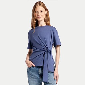 BLUSA HERING MANGA CURTA MALHA AZUL JEANS FEMININO ADULTO