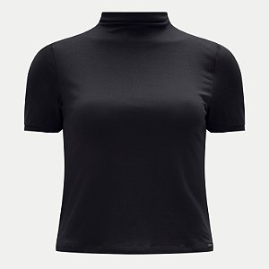 BLUSA LUNENDER MANGA CURTA  VISCOLYCRA GOLA ALTA PRETO FEMININO ADULTO