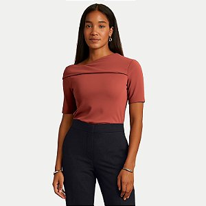 BLUSA LUNENDER MANGA CURTA MALHA LARANJA FEMININO ADULTO