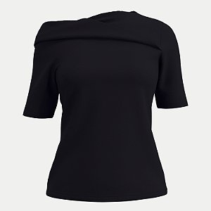 BLUSA LUNENDER MANGA CURTA MALHA PRETO FEMININO ADULTO