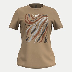 BLUSA LUNENDER MANGA CURTA T-SHIRT ALGODÃO SILKADA BEGE FEMININO ADULTO