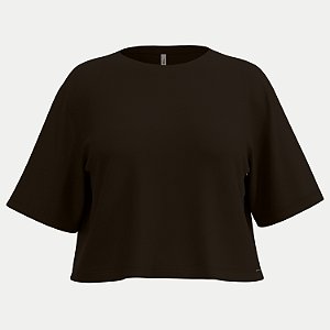 BLUSA LUNENDER MANGA CURTA MAIS MULHER MALHA MARROM FEMININO ADULTO