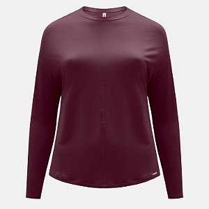 BLUSA LUNENDER MANGA LONGA MAIS MULHER MALHA BORDÔ FEMININO ADULTO