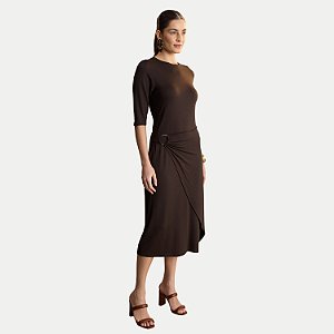 VESTIDO LUNENDER 3/4 MALHA MARROM FEMININO ADULTO