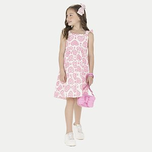 VESTIDO ALAKAZOO REGATA MALHA ESTAMPADA ROSA FEMININO INFANTIL
