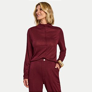 BLUSA DOCE TRAMA MANGA LONGA TRICO MODAL VINHO FEMININO ADULTO