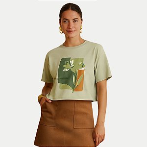 BLUSA LUNENDER MANGA CURTA T-HSIRT ALGODÃO SILKADA VERDE FEMININO ADULTO